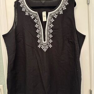 Talbots Black and White Embroidered  Tunic